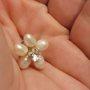 Pearl flower crystal vintage costume earrings pretty girls